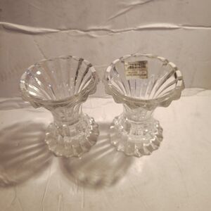 Mikasa 4 In Crystal Candle Holders * 2